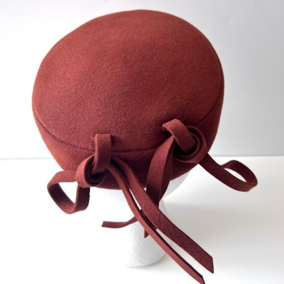 Elegant Brown Wool Pill Box Beret EUC 000 - Picture 5 of 8
